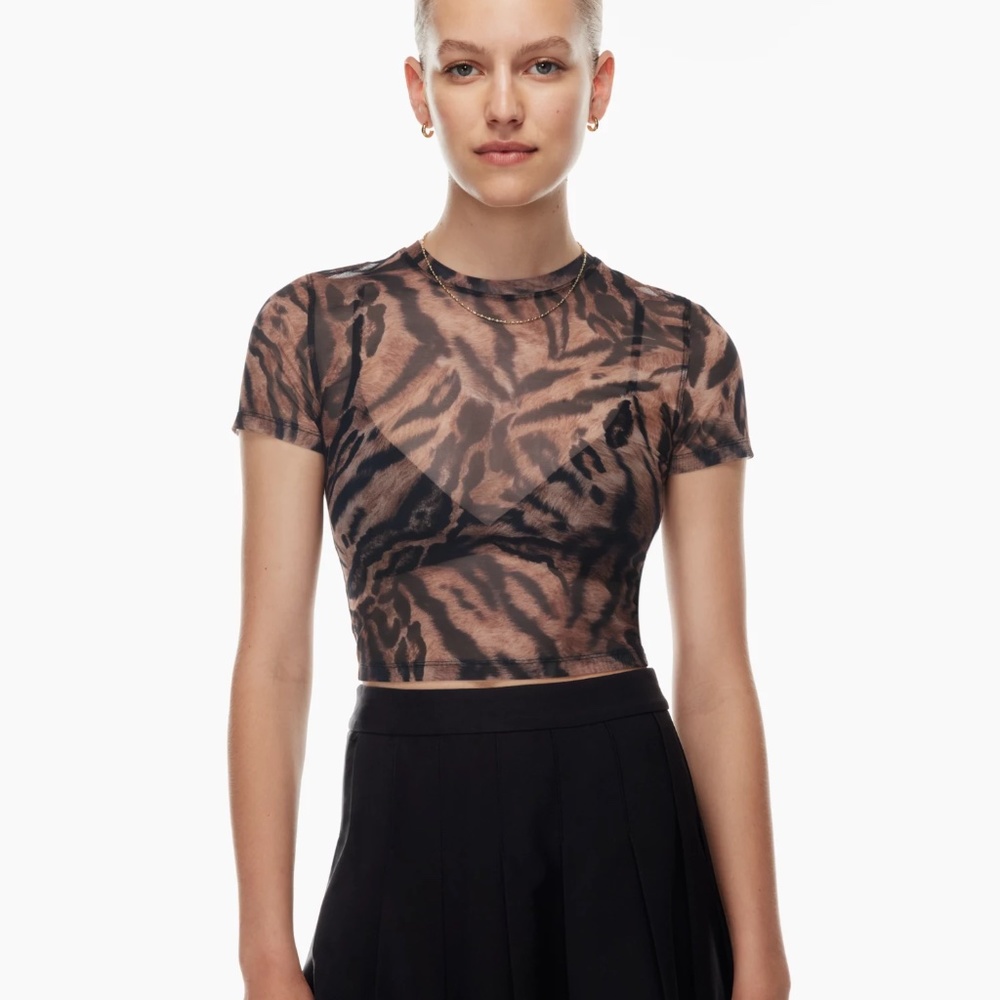 Aritzia Sheer Leopard Print Cropped Tee